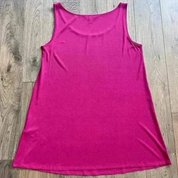 Eileen Fisher 100% Silk Sleeveless Tunic Blouse Size M Cranberry Pink Luxe Top - Picture 4 of 7